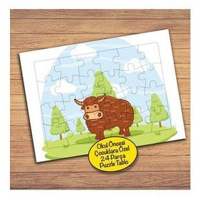 130PZ Koca Boğa Çimenlikte Çocuklara Özel Puzzle Yapboz Tablo