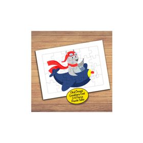 131 Uçaktaki Sevimli Ayı Çocuklara Özel Puzzle Yapboz Tablo