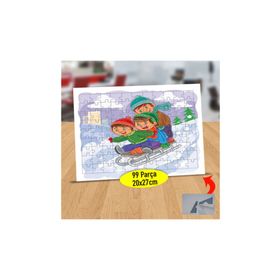133 Kızakta Kayan Mutlu Arkadaşlar 99 Parça Puzzle Yapboz Tablo