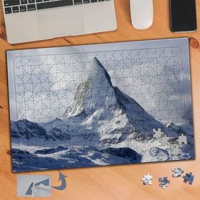 134 Karlı Dağın Zirvesi Manzara 240 Parça Puzzle Yapboz Tablo