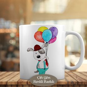 1340-7149 Çizimsel Renkli Balonlu Köpek Kupa Bardak