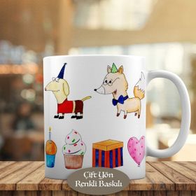 1340-7562-1 Renkli Kılıkta Hayvanlar Kupa Bardak