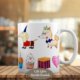 1340-7562-1 Renkli Kılıkta Hayvanlar Kupa Bardak