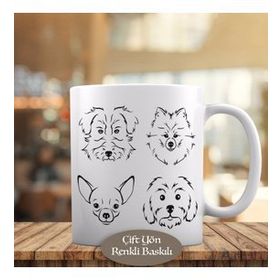 1344-225 Çizimsel Süs Köpekleri Kupa Bardak