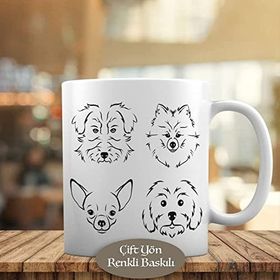 1344-225 Çizimsel Süs Köpekleri Kupa Bardak