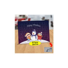 1366 Neşeli Kardan Adam Ve Çocuklar 99 Parça Puzzle Yapboz Tablo
