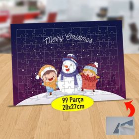 1366 Neşeli Kardan Adam Ve Çocuklar 99 Parça Puzzle Yapboz Tablo