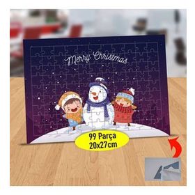 1366 Neşeli Kardan Adam Ve Çocuklar 99 Parça Puzzle Yapboz Tablo