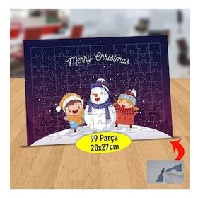 1366 Neşeli Kardan Adam Ve Çocuklar 99 Parça Puzzle Yapboz Tablo