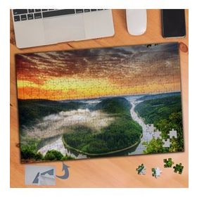 138 Kızıl Gökyüzü ve Sisli Doğa 240 Parça Puzzle Yapboz Tablo