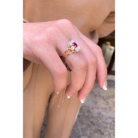 14 Ayar Altın Inci Papatya Yüzük