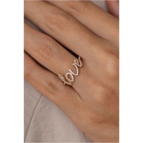 14 Ayar Altın Love Yazılı Kadın Altın Eklem Yüzük