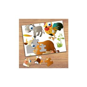 14038 Sevimli İnek Horoz Eşşek Çocuklara Özel Puzzle Yapboz Tablo