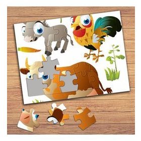 14038 Sevimli İnek Horoz Eşşek Çocuklara Özel Puzzle Yapboz Tablo