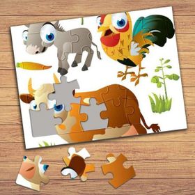 14038 Sevimli İnek Horoz Eşşek Çocuklara Özel Puzzle Yapboz Tablo