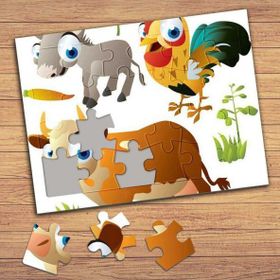 14038 Sevimli İnek Horoz Eşşek Çocuklara Özel Puzzle Yapboz Tablo