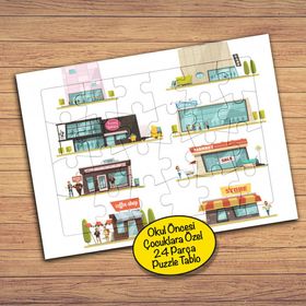 14217 Market Mağazaları Kolyajı 24 Parça Çocuklara Özel Yapboz Tablo