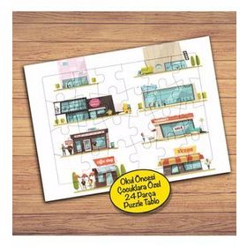 14217 Market Mağazaları Kolyajı 24 Parça Çocuklara Özel Yapboz Tablo