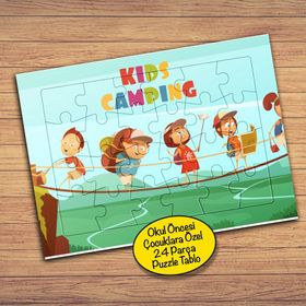 14225 Çocuk Kampı Arkadaşlar Çocuklara Özel Puzzle Yapboz Tablo