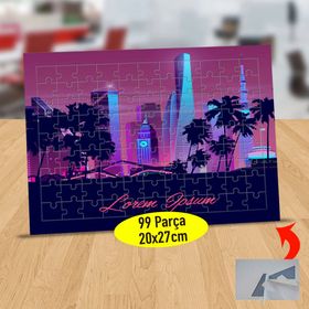 142949 Mor Işıklı Şehir Manzarası 99 Parça Puzzle Yapboz Tablo