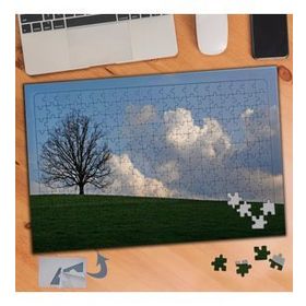 144 Düz Ovada Kuru Ağaç Beyaz Bulut 240 Parça Puzzle Yapboz Tablo