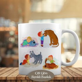 1441-158 Köpeğini Seven Küçük Çocuk Kupa Bardak