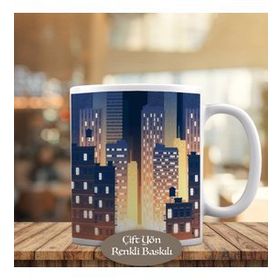 1441-2355 Şehirdeki Bina Işıkları Kupa Bardak
