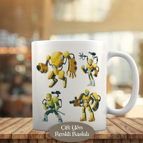 1441-2534 Sarı Renkli Savaşçı Robot Kupa Bardak