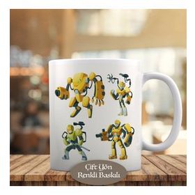 1441-2534 Sarı Renkli Savaşçı Robot Kupa Bardak