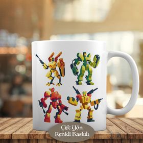 1441-2535 Renkli Robotlar Kupa Bardak