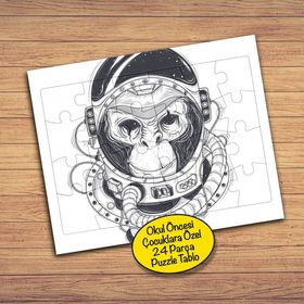 1441349 Astronot Maymun 24 Parça Çocuklara Özel Yapboz Tablo