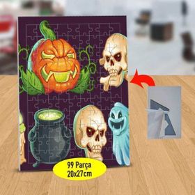 1441841 Cadılar Bayramı Kafaları 99 Parça Puzzle Yapboz Tablo