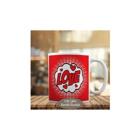 1447-1462 Pop Art Kalpli Love Yazılı Kupa Bardak
