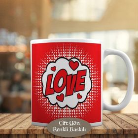 1447-1462 Pop Art Kalpli Love Yazılı Kupa Bardak