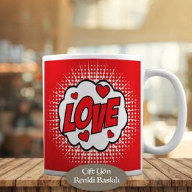 1447-1462 Pop Art Kalpli Love Yazılı Kupa Bardak