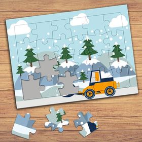 145627 Minik Kar Küreme Aracı Çocuklara Özel Puzzle Yapboz Tablo
