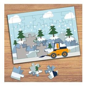 145627 Minik Kar Küreme Aracı Çocuklara Özel Puzzle Yapboz Tablo