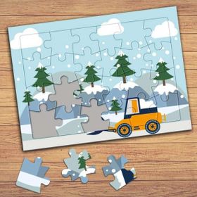 145627 Minik Kar Küreme Aracı Çocuklara Özel Puzzle Yapboz Tablo