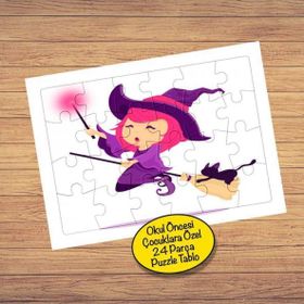 147929940 Pembe Saçlı Cadı 24 Parça Çocuklara Özel Yapboz Tablo