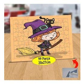 147938487 Küçük Uçan Süpürgeli Cadı 99 Parça Puzzle Yapboz Tablo
