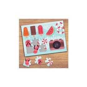148189 Yaz Tatili Temalı Çocuklara Özel Puzzle Yapboz Tablo