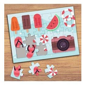 148189 Yaz Tatili Temalı Çocuklara Özel Puzzle Yapboz Tablo