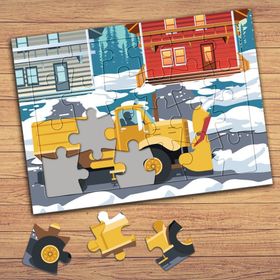 148921 Kar Küreme Aracı Çocuklara Özel Puzzle Yapboz Tablo
