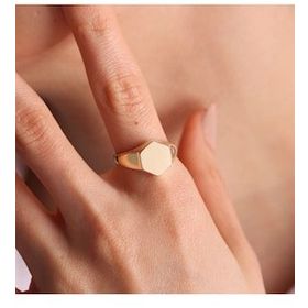 14k Altıgen 1,0 cm Altın Şövalye Yüzük