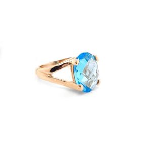 14k Altın Mavi Topaz Taşlı Yüzük