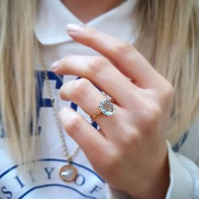 14k Altın Mavi Topaz Taşlı Yüzük