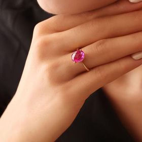 14k Altın Pembe Topaz Taşlı Yüzük