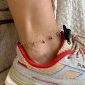 14K Altın Renkli Taşlı Halhal
