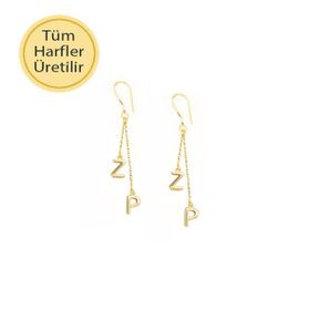 14k Altın Sallantılı Harf Küpe