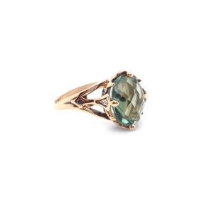 14k Altın Yeşil Topaz Taşlı Yüzük